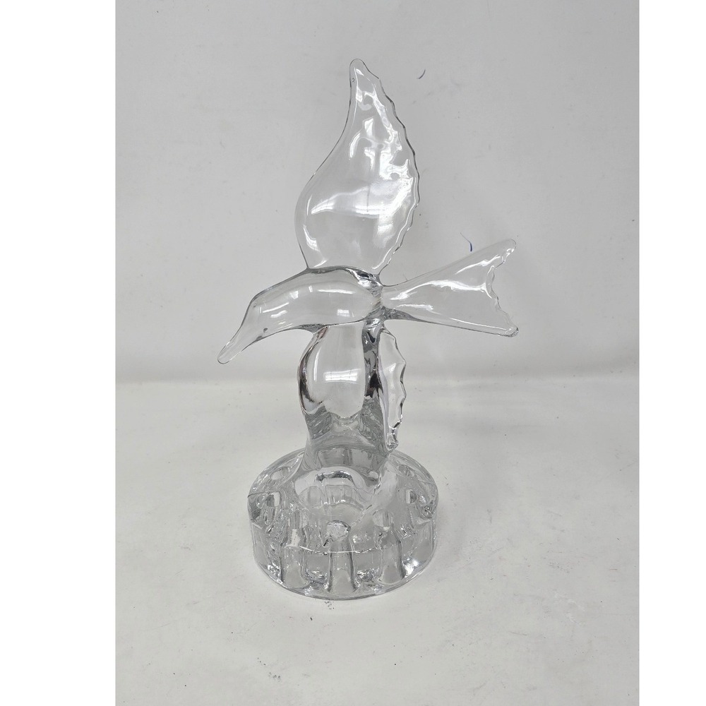 Vtg Cambridge art glass #1138 seagull bird 9 holes flower frog crystal